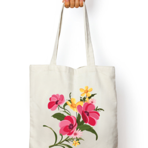 Unisex Tote Bag with Zipper (Flowers)