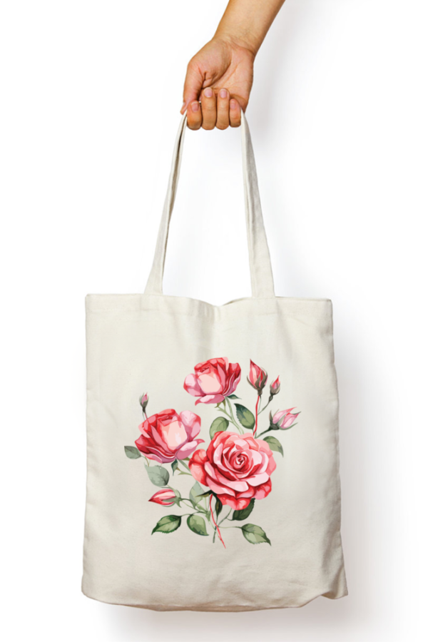 Unisex Tote Bag with Zipper (Flowers)