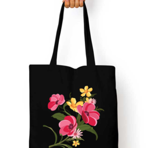 Unisex Tote Bag with Zipper (Flowers)