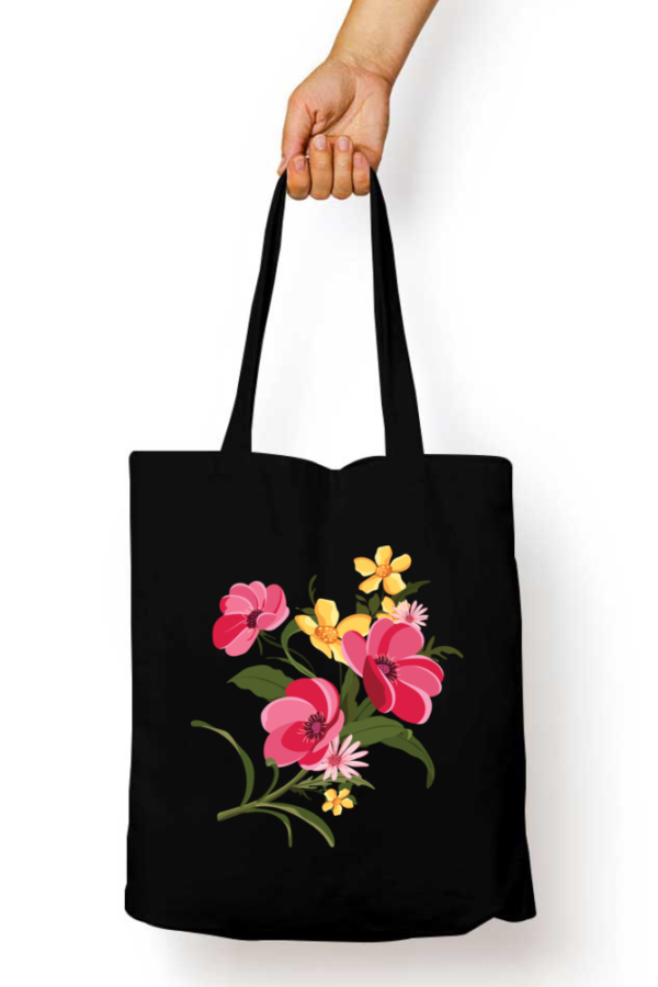 Unisex Tote Bag with Zipper (Flowers)