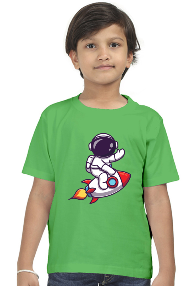 Round Neck Half Sleeve Tee (Astronaut on Rocket)