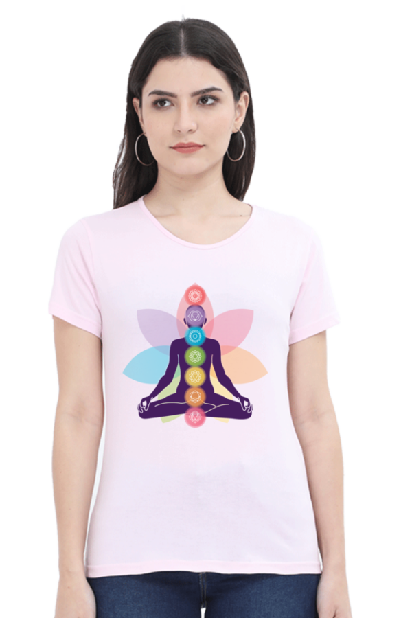 Round Neck Half Sleeve Tee (Body Chakras, Yoga, Meditation)