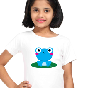Round Neck Half Sleeve Tee (Cute Blue Frog)