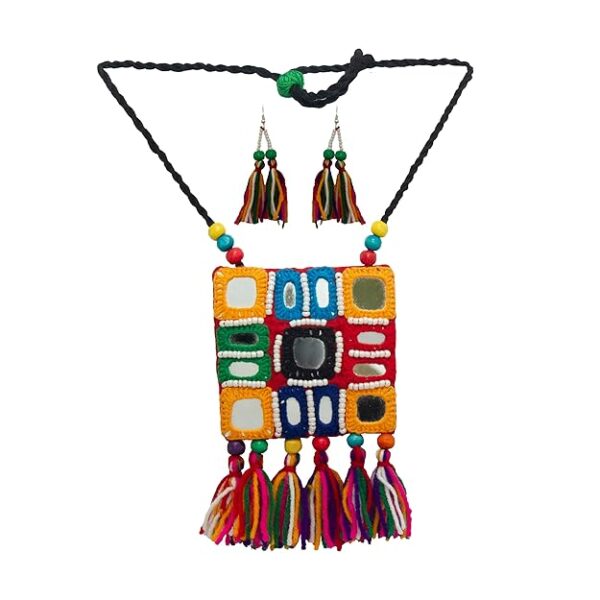 Multi Colour Boho Mirror Necklace for Girls/Women