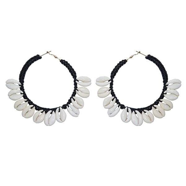 Cowrie Shell Necklace Set with Big Hoop Earrings