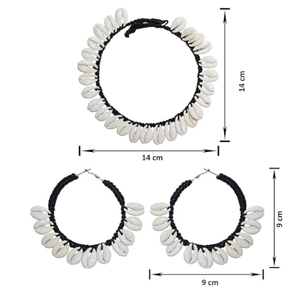 Cowrie Shell Necklace Set with Big Hoop Earrings