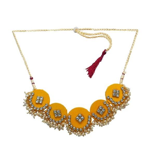 Full Yellow Fabric Necklace Set
