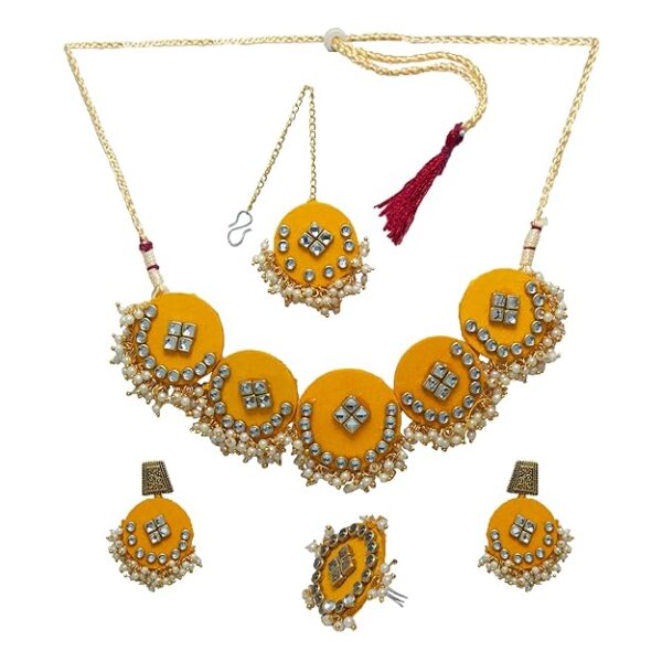 Full Yellow Fabric Necklace Set