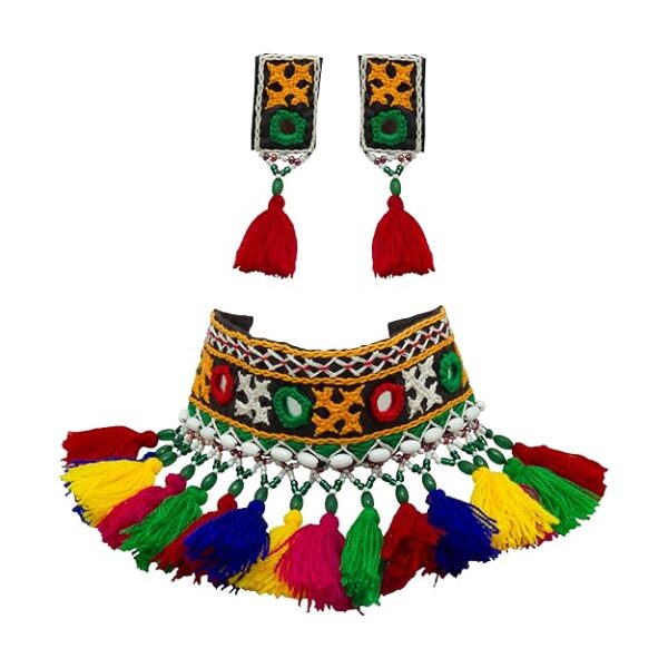 Kutchhi Bharat Embroidery Work Choker Necklace Set