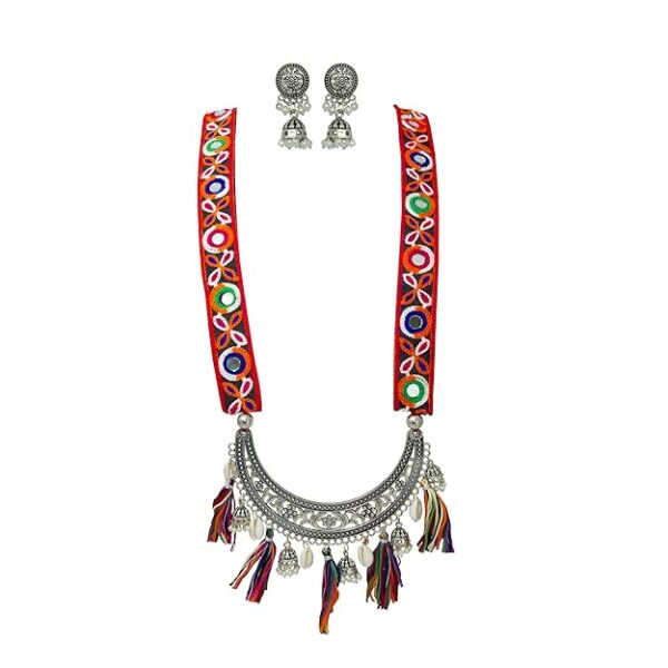 Kutchhi Work Lace and Oxidised Nacklace Set